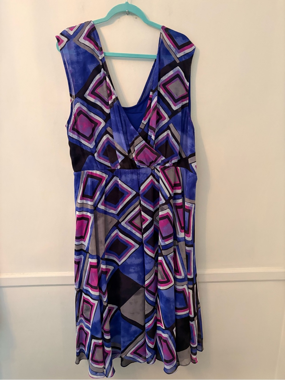 Lane Bryant Women’s Geometric Print Layered Midi Dress Sz 26/28 EUC